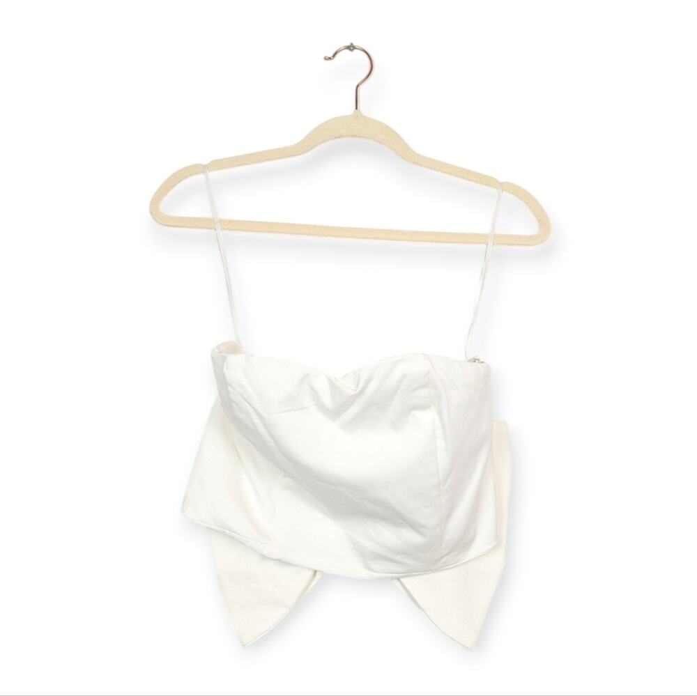 MABLE White Bow Back Strapless Girly Corset Top